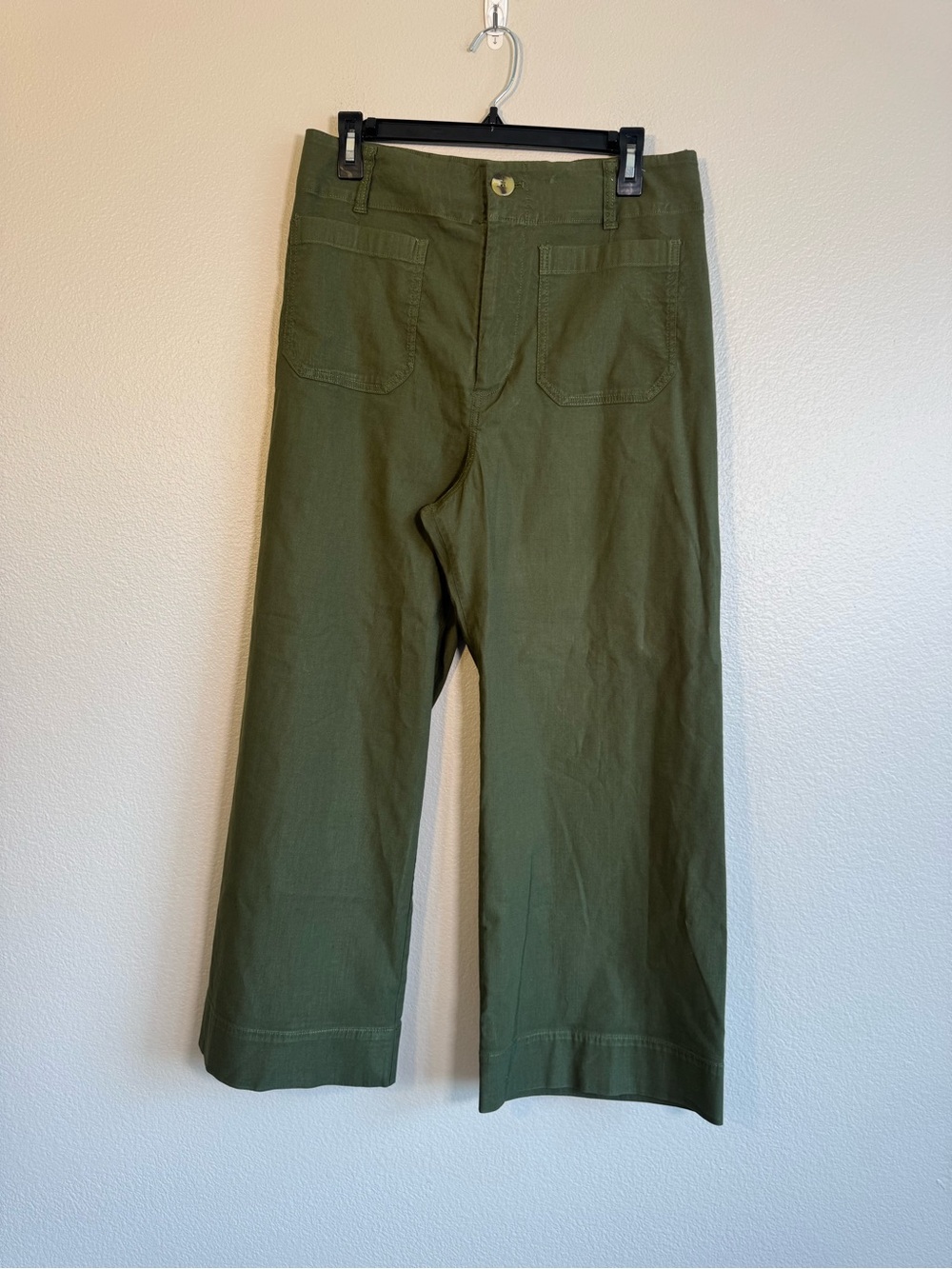 Maeve The Colette High Waist Wide Leg Cropped Pant in Green - 31 - Picture 2 of 5